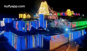 Large Building Lit Up at Night