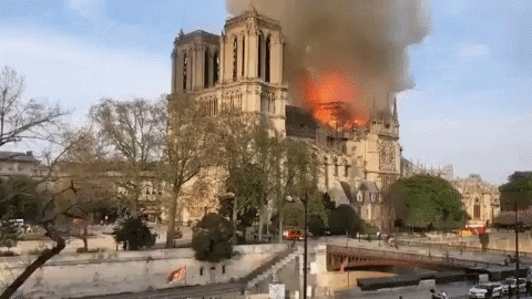 Large Building on Fire With Smoke