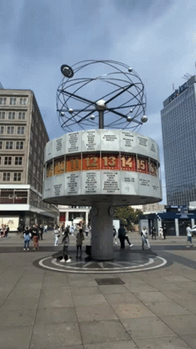 Large Clock Displays Time in City