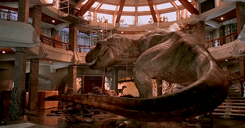 Large Dinosaur in Dome Ceiling Building