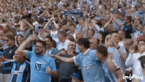 Large Group Of People Standing In Stadium GIF