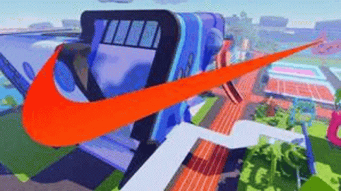 Large Orange Nike Swoosh on Building