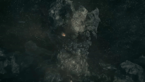 Large Rock With Glowing Eye in Dark