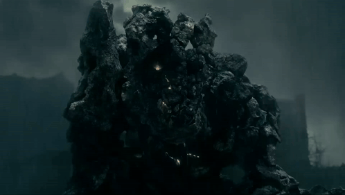 Large Rock with Lights in Dark