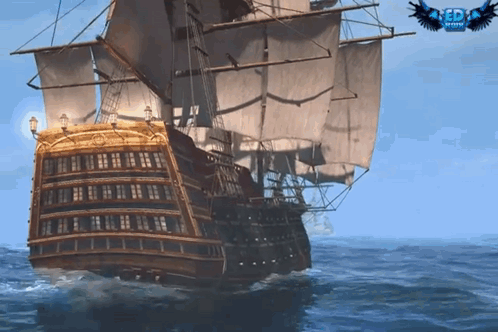 Large Ship With 3D Logo in Ocean