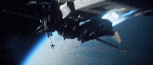 Large Space Ship Flying Over Earth