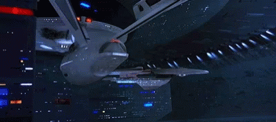Large Space Ship Flying Through Space