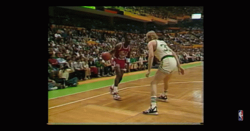 Larry Bird Guarding Michael Jordan GIF