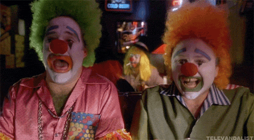 Laughing And Terrified Clown Show GIF