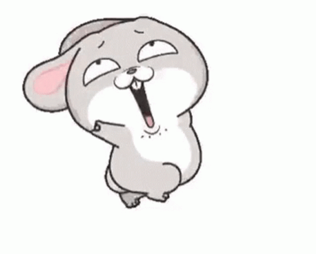 Laughing Cartoon Cute Rabbit Running Around GIF 