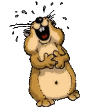 Laughing Cartoon Hamster with Arms Crossed