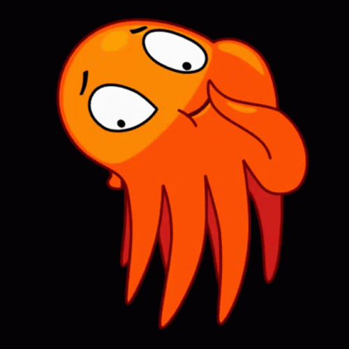 Laughing Cartoon Orange Octopus GIF
