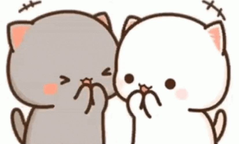 Laughing Cartoon Peach And Goma Cat GIF