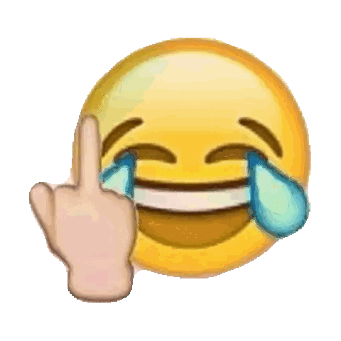 Laughing Emoji With Tears and Middle Finger