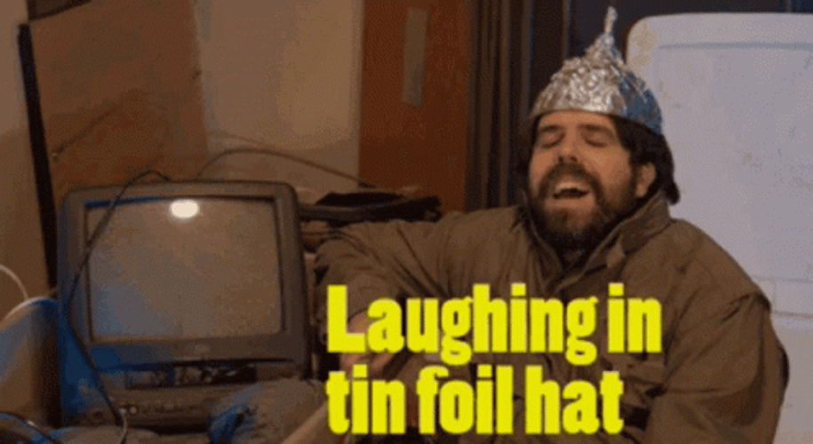 Laughing In Tinfoil Hat GIF