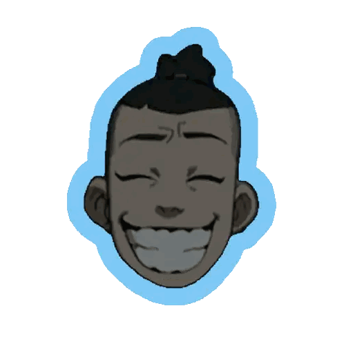 Laughing Man in Blue Border