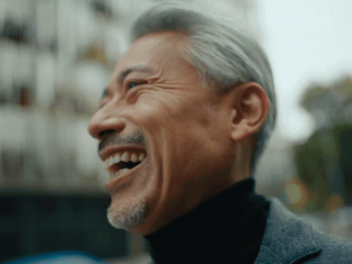 Laughing Man with Gray Hair and Beard