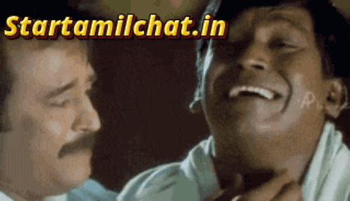Laughing Man With Mustache Next To Man With Towel GIF