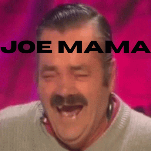 Laughing Man With Mustache on Joe Mama Pink Background