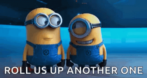 Laughing Minions Rolls Up Anotha One GIF