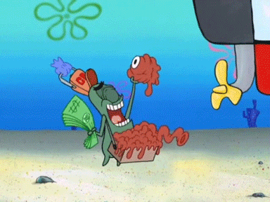Laughing Plankton Selling Horrible Food GIF