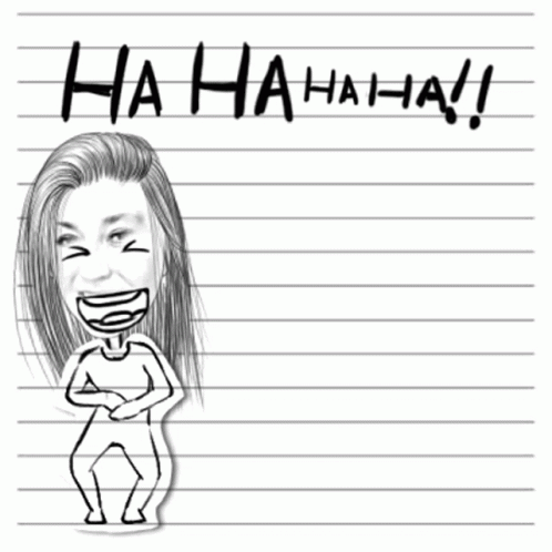 Laughing Woman Drawing with Ha Ha Ha