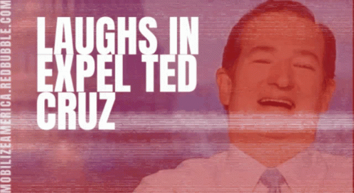 Laughs in Expel Ted Cruz Purple Background