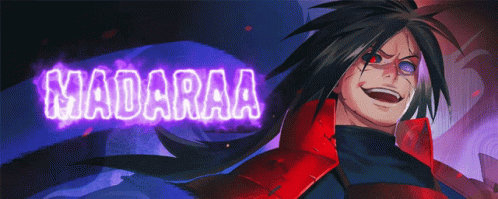 Lauging Madara Uchiha Sharingan Naruto Art GIF
