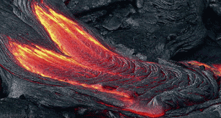 Lava Flowing Through Rocky Surface