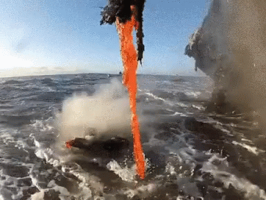 Lava On Ocean Water GIF