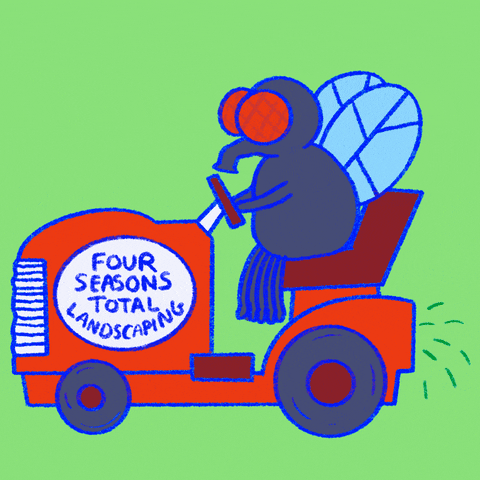 Lawn Mower Animated Fly Driving GIF