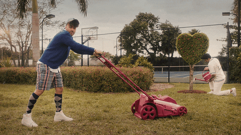 Lawn Mower Gardener Shoulder Shrug GIF