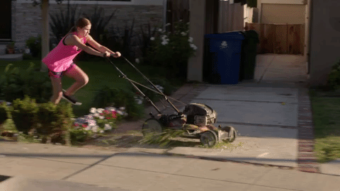 Lawn Mower Running Girl Rampage GIF