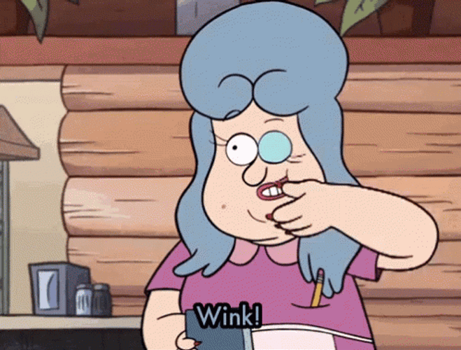 Lazy Susan In Gravity Falls Doing Wink GIF