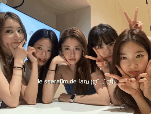 Le Sserafim Members Being Cute Peace Sign GIF