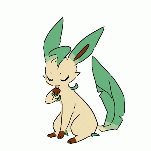 Leafeon Grooming Itself GIF