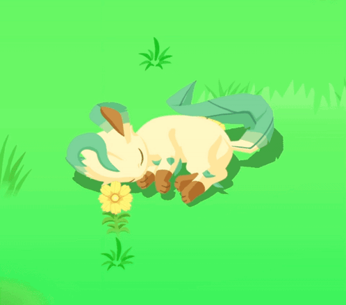Leafeon Peeking And Sleeping GIF