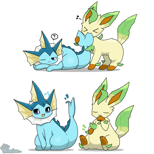 Leafeon With Vaporeon GIF