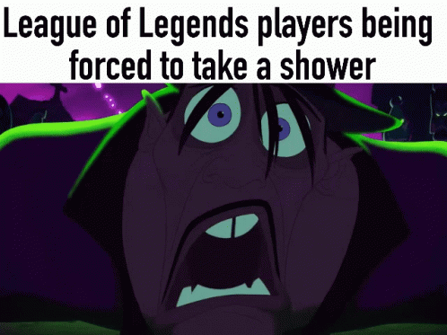 League Of Legends Players Being Forced To Take A Shower With A Cartoon Character GIF