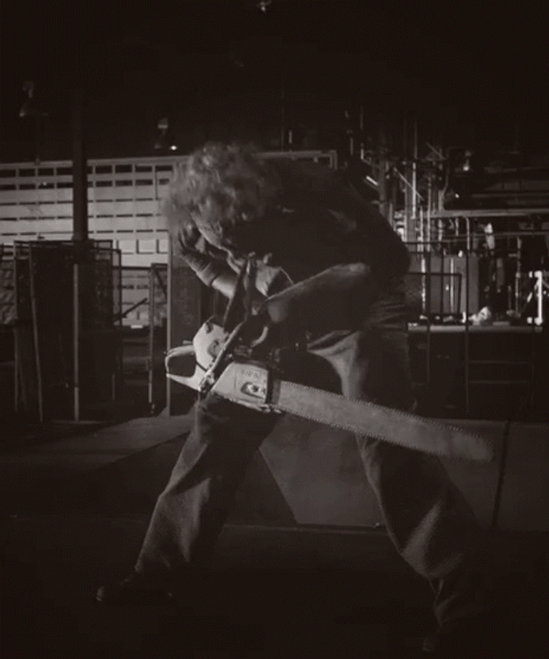 Leatherface Frustratedly Starting Chainsaw GIF