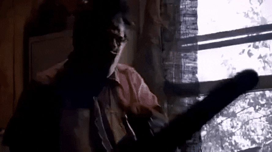 Leatherface Revving Chainsaw GIF