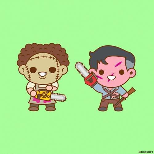 Leatherface With Ash Williams GIF