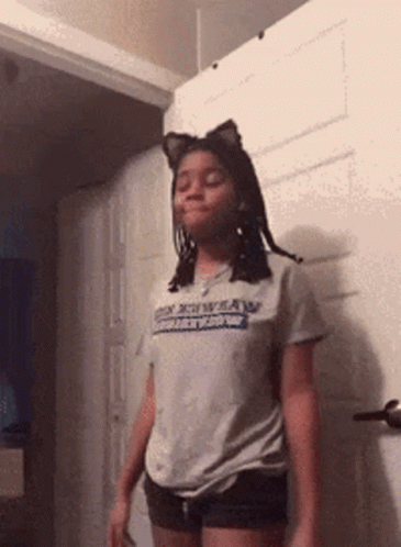 Girl With Cat Ears Leaving Room GIF