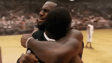 Lebron Crying Teammate Hug GIF
