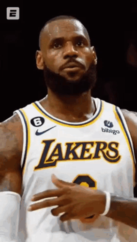 LeBron James In Lakers Jersey Making Gesture GIF