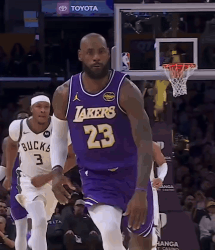 LeBron James in Purple Lakers Jersey