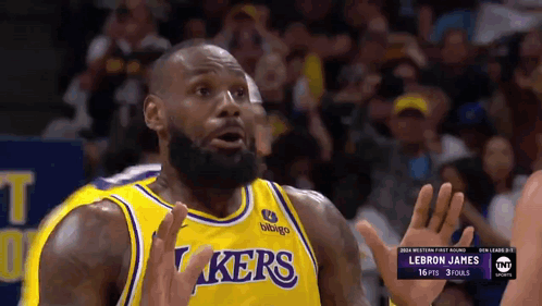 LeBron James In Yellow Lakers Jersey GIF