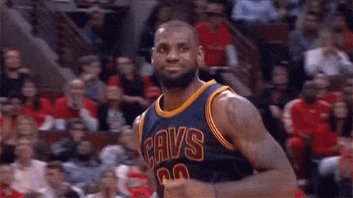 Lebron James Is A Basketball Player For The Cavs And Is Standing In Front Of A Crowd . GIF