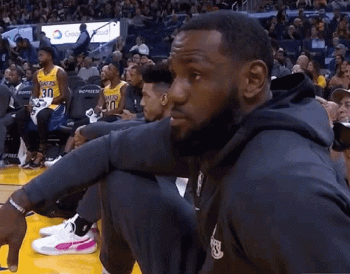 Lebron James Is Sitting In The Stands During A Basketball Game GIF