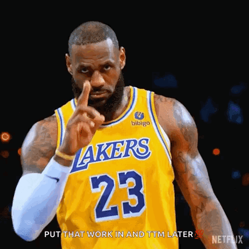 LeBron James Pointing In Lakers Jersey GIF